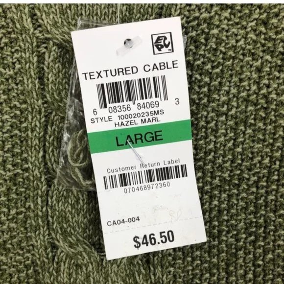 Karen Scott Green Cable Knit Sweater NWT Sz Large - Picture 8 of 9